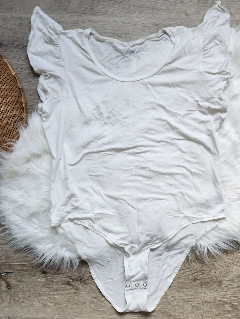 Aerie White Flutter Sleeve Bodysuit